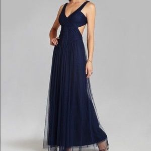 Cut-Out Navy Blue Tulle BCBG Gown